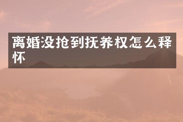 离婚没抢到抚养权怎么释怀