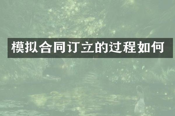 模拟合同订立的过程如何