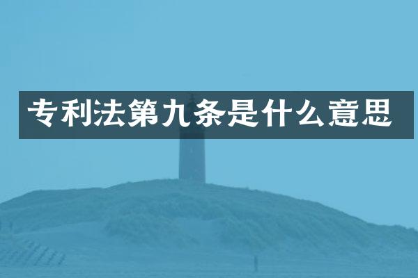 专利法第九条是什么意思