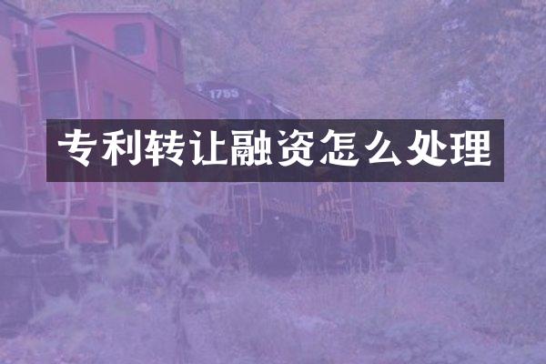 专利转让融资怎么处理