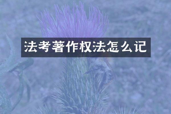 法考著作权法怎么记