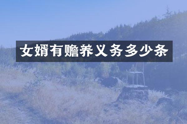 女婿有赡养义务多少条