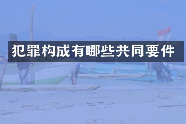 犯罪构成有哪些共同要件