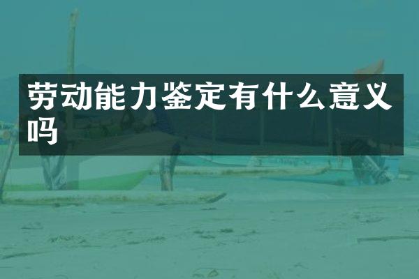 劳动能力鉴定有什么意义吗