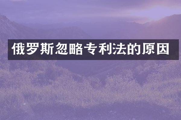 俄罗斯忽略专利法的原因