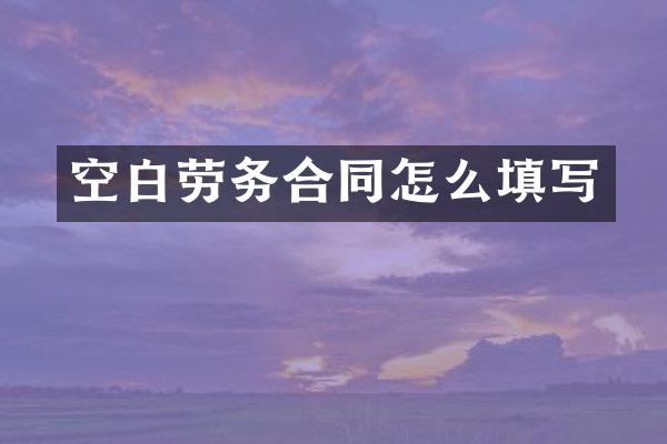 空白劳务合同怎么填写