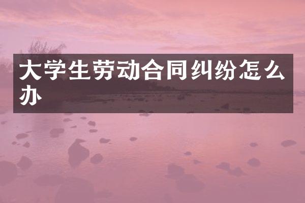 大学生劳动合同纠纷怎么办