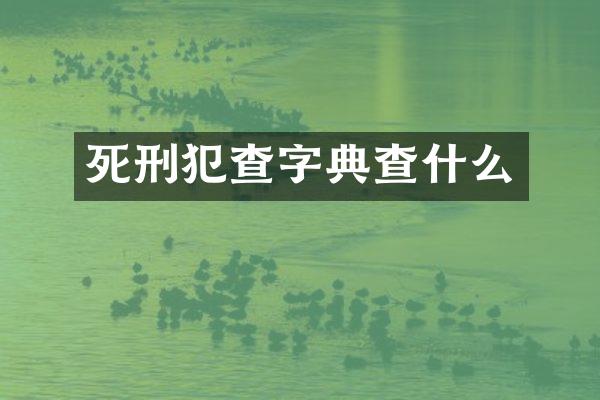 死刑犯查字典查什么