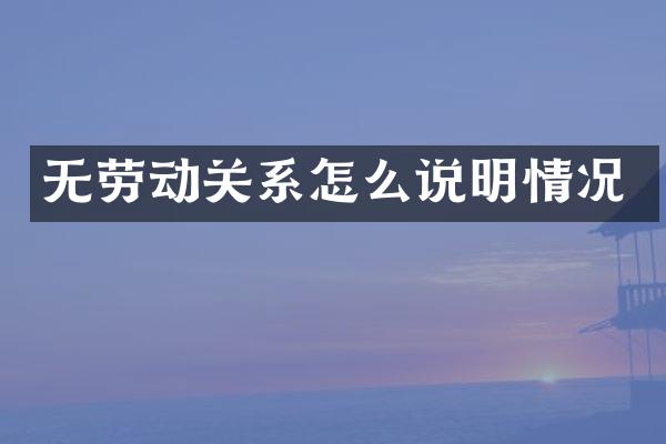 无劳动关系怎么说明情况