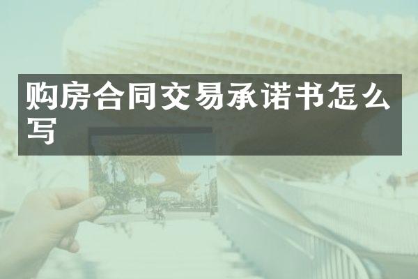 购房合同交易承诺书怎么写