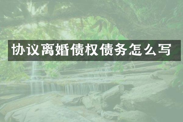协议离婚债权债务怎么写