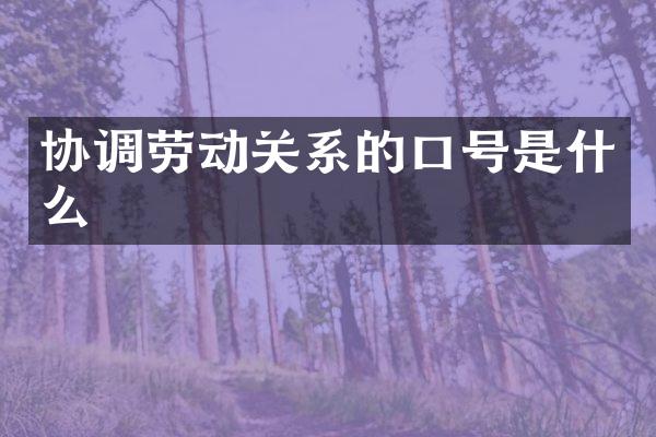 协调劳动关系的口号是什么