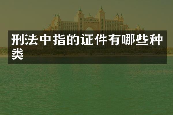 刑法中指的证件有哪些种类