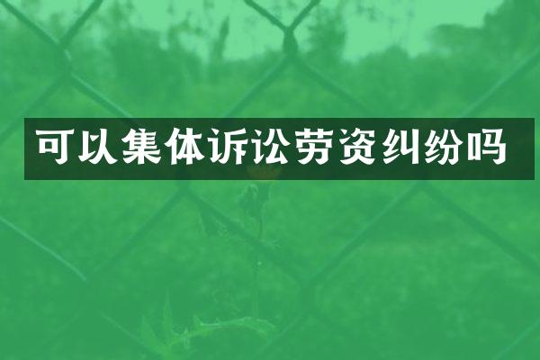 可以集体诉讼劳资纠纷吗