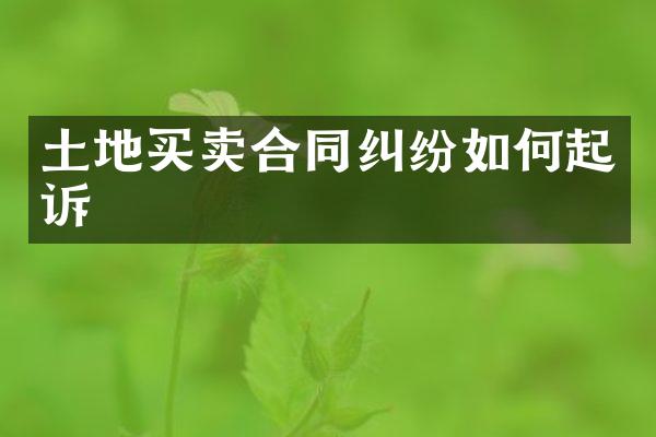 土地买卖合同纠纷如何起诉