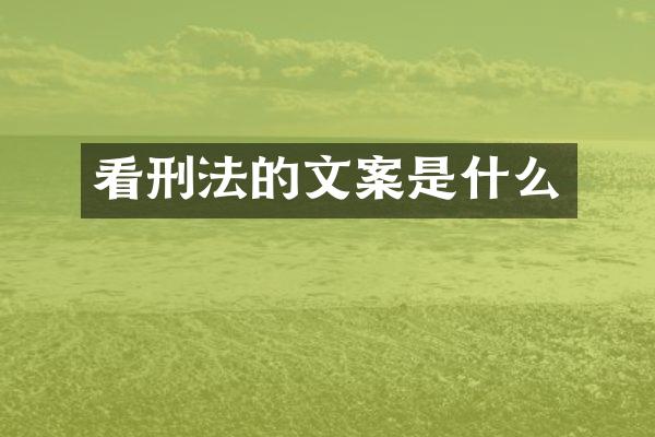 看刑法的文案是什么