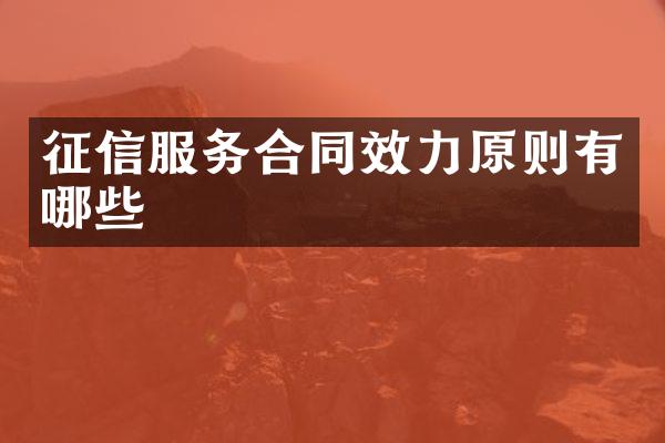 征信服务合同效力原则有哪些