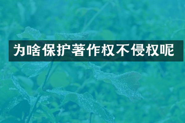为啥保护著作权不侵权呢