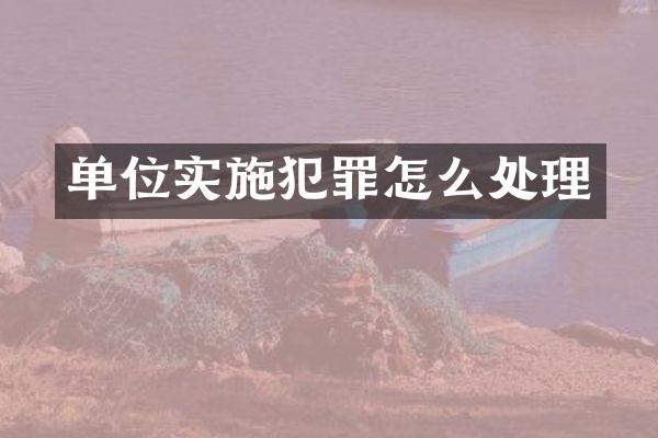 单位实施犯罪怎么处理