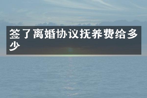 签了离婚协议抚养费给多少