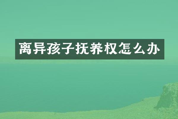 离异孩子抚养权怎么办