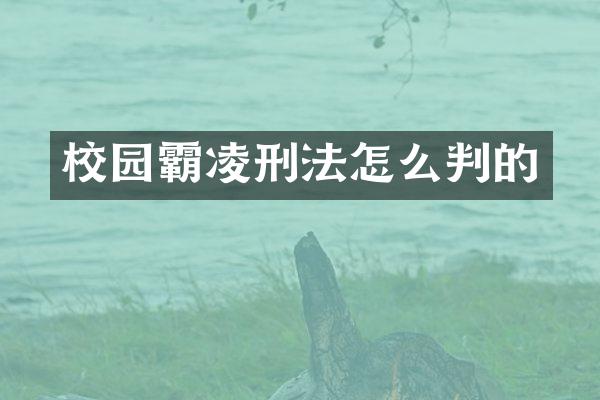 校园霸凌刑法怎么判的