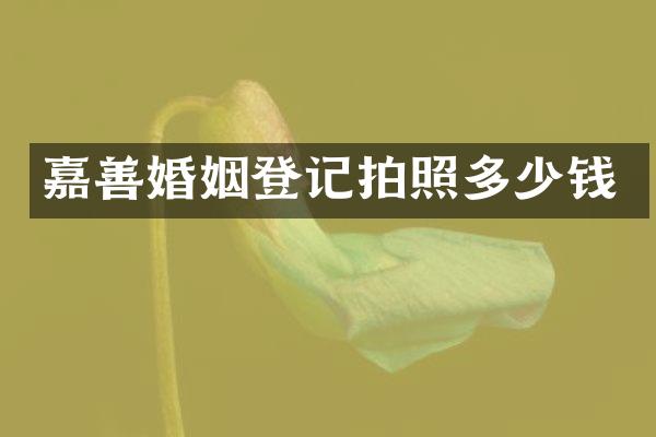 嘉善婚姻登记拍照多少钱