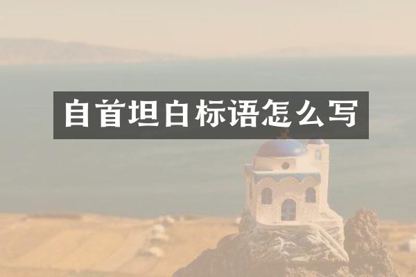 自首坦白标语怎么写