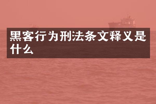黑客行为刑法条文释义是什么