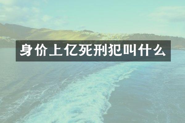 身价上亿死刑犯叫什么