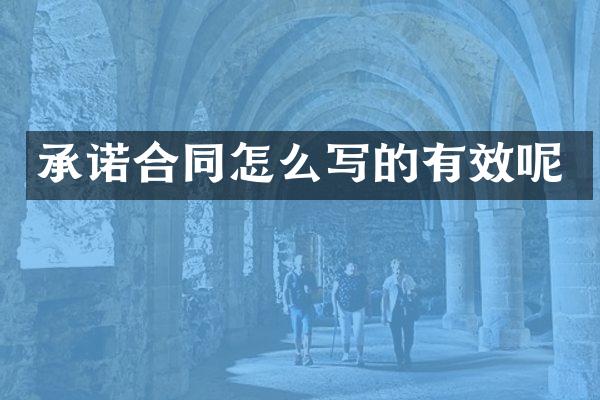 承诺合同怎么写的有效呢