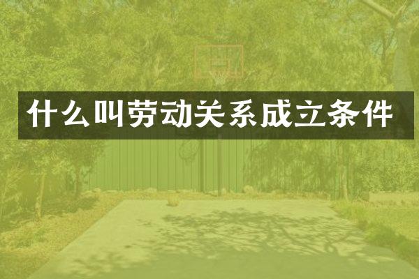 什么叫劳动关系成立条件
