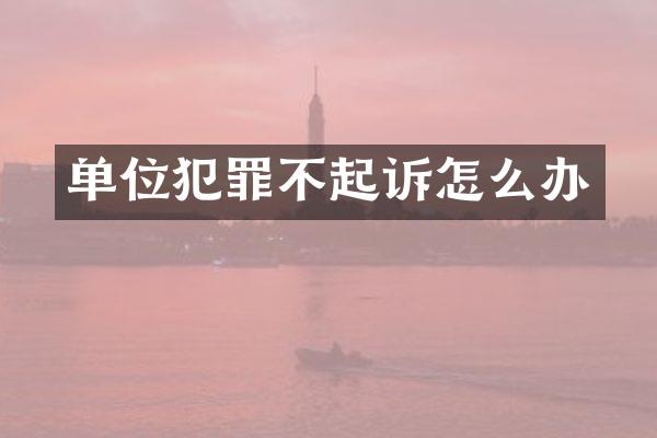 单位犯罪不起诉怎么办