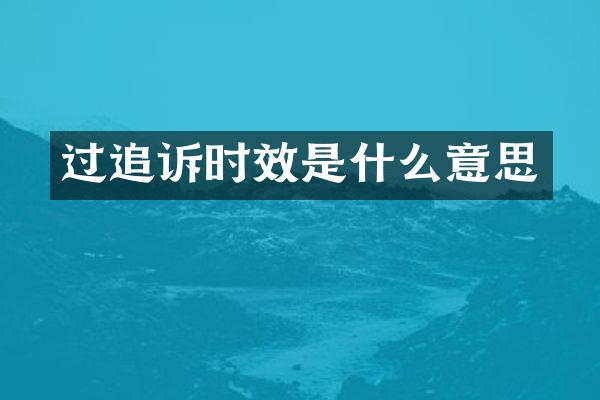 过追诉时效是什么意思