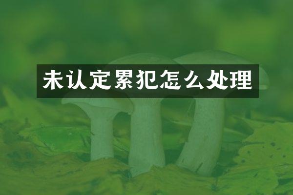 未认定怎么处理