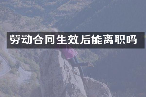 劳动合同生效后能离职吗