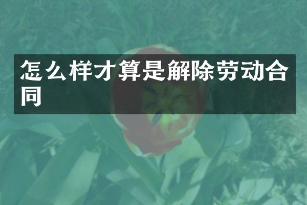 怎么样才算是解除劳动合同
