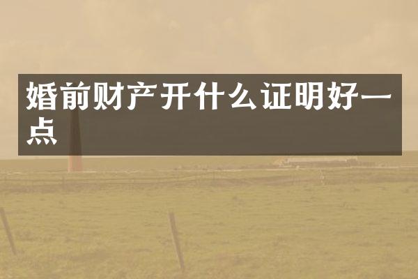 婚前财产开什么证明好一点