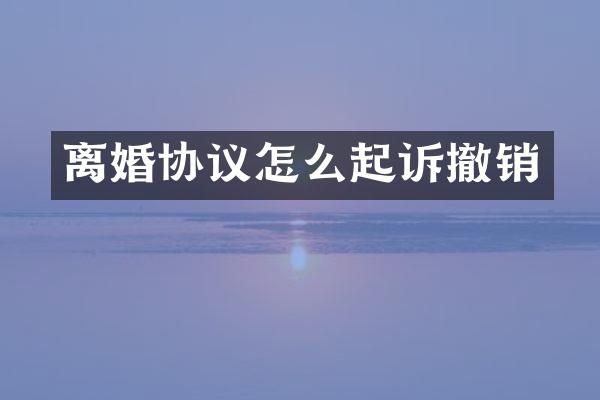 离婚协议怎么起诉撤销