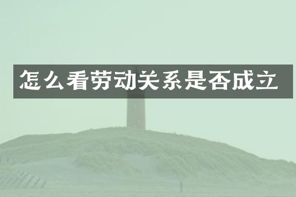 怎么看劳动关系是否成立