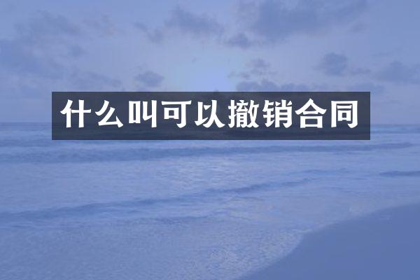 什么叫可以撤销合同