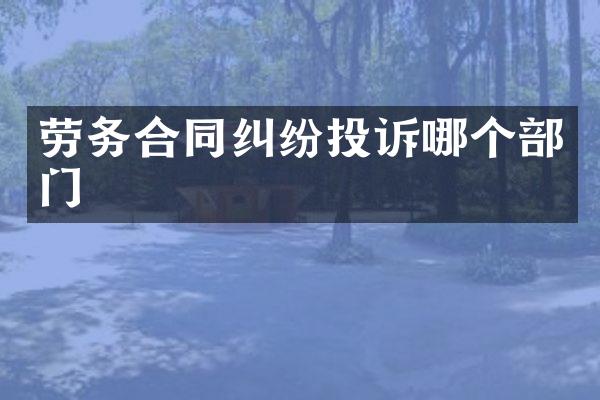 劳务合同纠纷投诉哪个部门