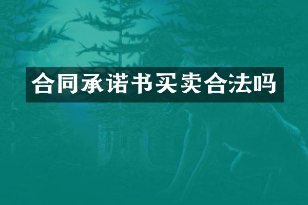 合同承诺书买卖合法吗