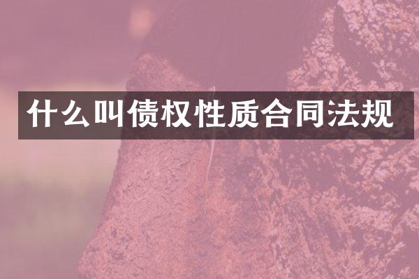 什么叫债权性质合同法规