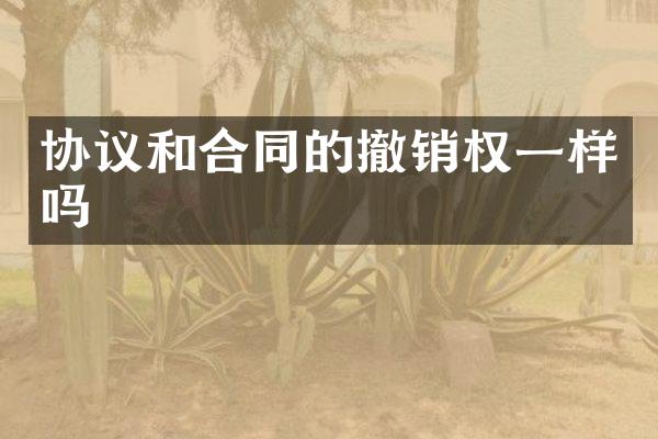 协议和合同的撤销权一样吗