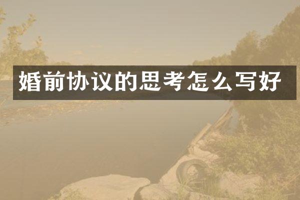 婚前协议的思考怎么写好