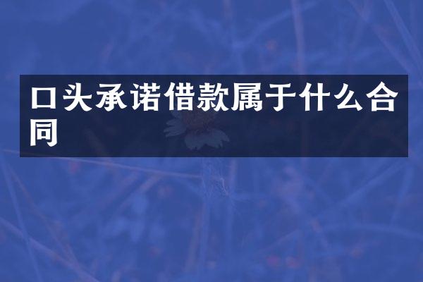 口头承诺借款属于什么合同