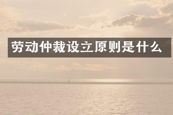 劳动仲裁设立原则是什么
