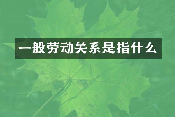 一般劳动关系是指什么