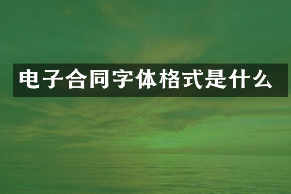 电子合同字体格式是什么